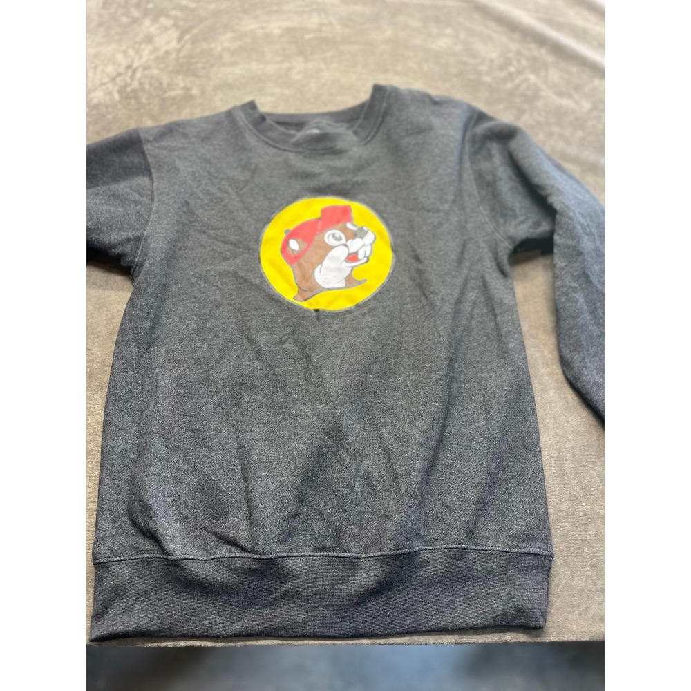 Buc-ee's Men Charcoal Gray Heathered Logo Crewneck Sweatshirt Small Texas Mascot